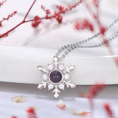 Personalisierte Kette mit Bild im Stein - Schneeflocke Anhänger mit Foto