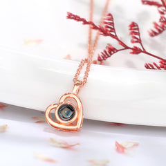 Personalisierte Projektion Kette mit Foto drin im Stein - Einfache und vielseitige herzförmige Halskette