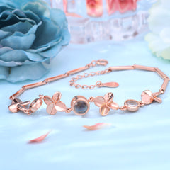 925 Silber Armband Bilder – Kleeblatt Zirkonia mit Bild Projektion,Foto Geschenk für Sie