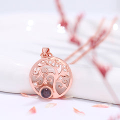 Personalisierte Foto Projektion Kette - Lebensbaum Amulett mit Foto Drin
