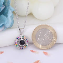 Personalisierte Halskette mit Bild im Stein - Bunte Ring mit Anhänger mit Foto Projektion