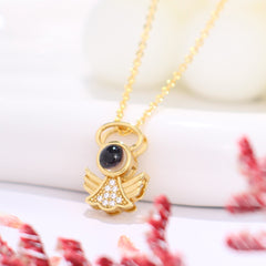 Personalisierte Foto Projektion Kette - Engel mit Heiligenschein Anhänger
