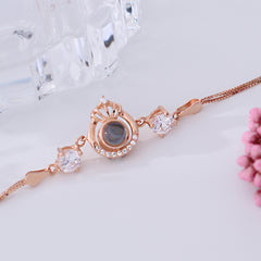 Armband Bilder – Krone Runden Foto Armband mit Bild Silber und Projektion,Personalisiertes Geschenk für Sie