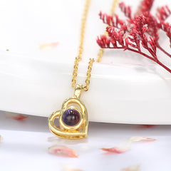 Personalisierte Projektion Kette mit Foto drin im Stein - Einfache und vielseitige herzförmige Halskette