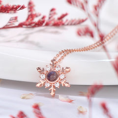 Personalisierte Kette mit Bild im Stein - Schneeflocke Anhänger mit Foto