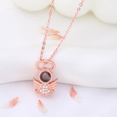 Personalisierte Foto Projektion Kette - Engel mit Heiligenschein Anhänger