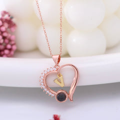 Personalisierte Kette mit Bild im Stein - Herz Anhänger mit Buchstaben