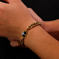 Personalisierte Robuste Seitenkette Schwarzer Herz Armband mit verstecktem Bild - Thermoaktive Foto