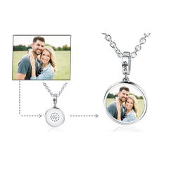 Personalisierte 925 Silber Kette mit Bild – Rund Foto Anhänger,Perfektes Erinnerung Geschenk für Mann Frau