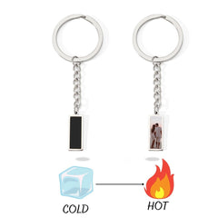 Personalisierte Schwarzer Bar Magische Schlüsselanhänger mit deinem geheimen Foto & Gravur – sichtbar durch Wärme