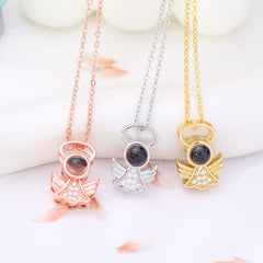 Personalisierte Foto Projektion Kette - Engel mit Heiligenschein Anhänger