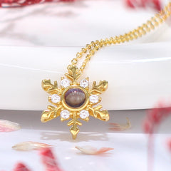 Personalisierte Kette mit Bild im Stein - Schneeflocke Anhänger mit Foto