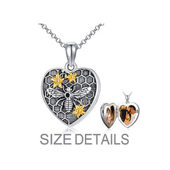 925 Silber Personalisierte Medaillon Kette mit Foto – Herz Anhänger mit 3D Biene