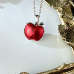 925 Silber Medaillon Kette mit Foto - Roter Apfel Anhänger – Personalisiertes Weihnachts Geschenk für Familie Freunde