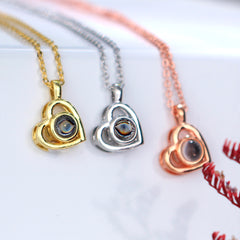 Personalisierte Projektion Kette mit Foto drin im Stein - Einfache und vielseitige herzförmige Halskette