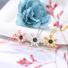 Personalisierte Kette mit Bild im Stein - Schneeflocke Anhänger mit Foto