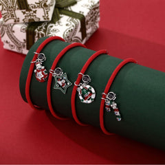 Geflochtenes Foto Armband - Weihnachtsmann Glocke Zuckerstange Geschenktüte Strümpfe Stern Kränze Baum,personalisierte Geschenke