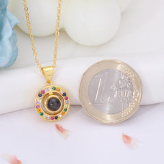 Personalisierte Halskette mit Bild im Stein - Bunte Ring mit Anhänger mit Foto Projektion