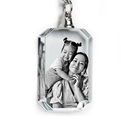 Personalisierte 2D/3D Foto Kette - Rechteckiger Kristall Anhänger,Erinnerungs Schmuck Geschenke für Männer und Frauen