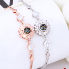 Personalisierte Foto Armband mit Bild Silber – Herz Gänseblümchen Projektion Armband Bilder und Foto Schmuck