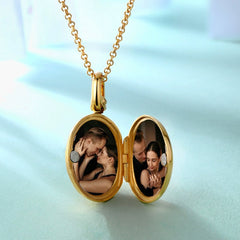 925 Silber Personalisierte Runden Medaillon Kette - Blauer Erdkugel Anhänger mit Goldenes Land