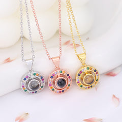 Personalisierte Halskette mit Bild im Stein - Bunte Ring mit Anhänger mit Foto Projektion