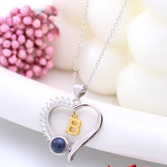 Personalisierte Kette mit Bild im Stein - Herz Anhänger mit Buchstaben