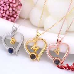 Personalisierte Kette mit Bild im Stein - Herz Anhänger mit Buchstaben