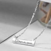 925 Silber Halskette mit Eingraviertem Text - Bar Anhänger