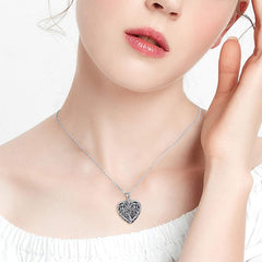 Personalisierte 925 Silber Medaillon Kette mit Foto & Wort -öffnbarer Herz Anhänger mit Lebensbaum,Perfektes Geschenk für Freundin Ehefrau Mutter