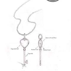 925 Sterling Silber Herz Schlüssel Medaillon Kette mit Fotos und Text – Wählen Sie Kettenstil und -länge, personalisiertes Geschenk für Sie