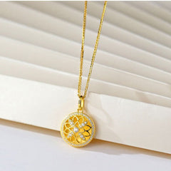 925 Silber Personalisierte Foto Medaillon Kette mit Bilder & Text– Runder Anhänger mit Hohle Blume Zirkonia, Erinnerungs Geschenk für Sie