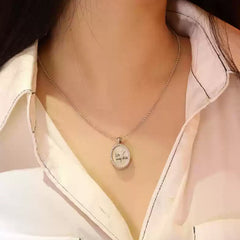 925 Silber Ovale Foto Medaillon Halskette mit Kordel und Zirkonia Stern – Personalisiertes Geschenk für Sie