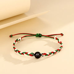 Personalisiertes Freundschaftsarmband mit Bild & Text im Stein – Rot-Grüner Geflochtener Runden Anhänger,Geschenke für Sie Freund