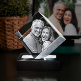 3D fotokristalle  - Personalisiertes Glasfoto mit Gravur und Leuchtstele