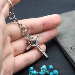 Personalisierte Foto Projektion Schlüsselanhänger – Herz Kreuz