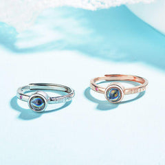 Personalisierter 925 Silber Ring mit Foto Projektion – Ring mit Römischer Zahlen Gravur und Edelstein