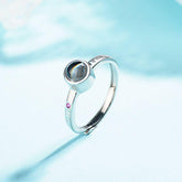 Personalisierter 925 Silber Ring mit Foto Projektion – Ring mit Römischer Zahlen Gravur und Edelstein