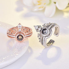 Personalisierte Foto Projektion Ring - Zwei Teile Krone