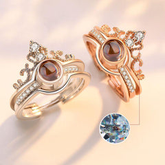 Personalisierte Foto Projektion Ring - Zwei Teile Krone