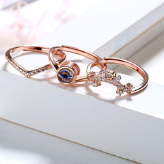 Personalisierte Foto Projektion Ring - Drei Teile Krone