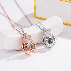 925 Silber Personalisierte Kette mit Foto - Eleganter Kronen Anhänger mit Bild, Perfektes Geschenk für Sie