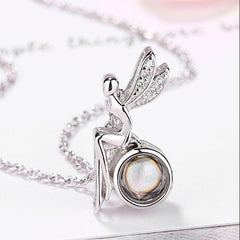 925 Silber Bild Kette mit Projektion - Märchenhafte Fee Anhänger mit Foto, Perfektes Geschenk für Sie