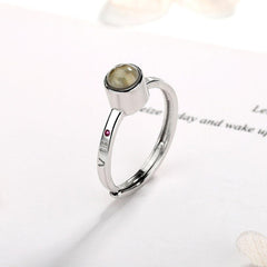 Personalisierter 925 Silber Ring mit Foto Projektion – Ring mit Römischer Zahlen Gravur und Edelstein