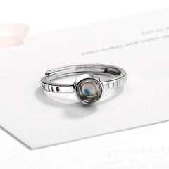 Personalisierter 925 Silber Ring mit Foto Projektion – Ring mit Römischer Zahlen Gravur und Edelstein