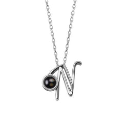 Personalisierte Foto Kette mit Buchstaben und Bild – Anhänger mit 26 Alphabet-Buchstaben zur Auswahl