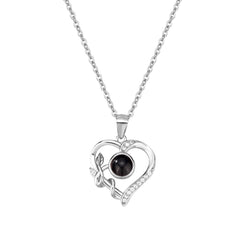 Foto Projektion Halskette mit Bild im Stein - Rosen Herz