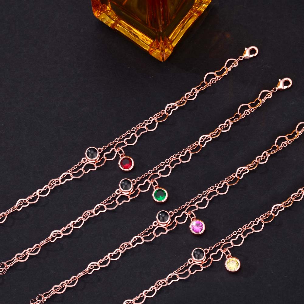 Foto Herz Doppellagige Armband mit Geburtsstein amazgifts