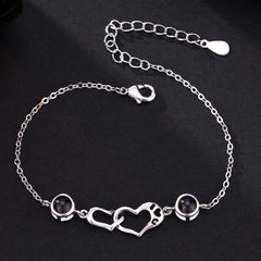 Foto Projektion Armband mit Bild im Doppel Stein - Ineinandergreifende Herzen amazgifts