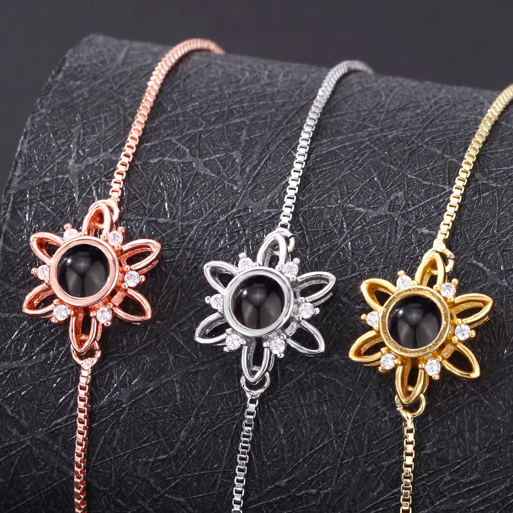 Foto Projektion Armband mit Bild im Stein - Hohle Schneeflocke amazgifts